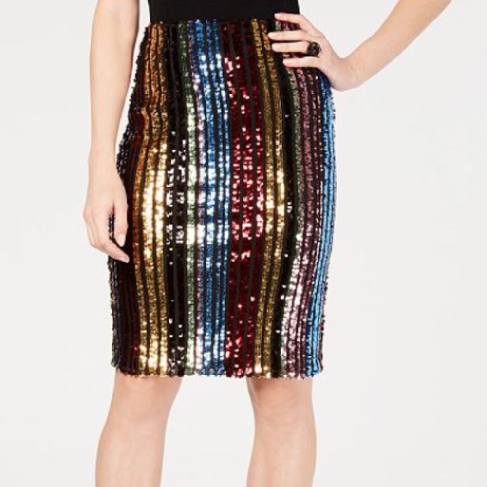 Fitted colorful sequin skirt by INC